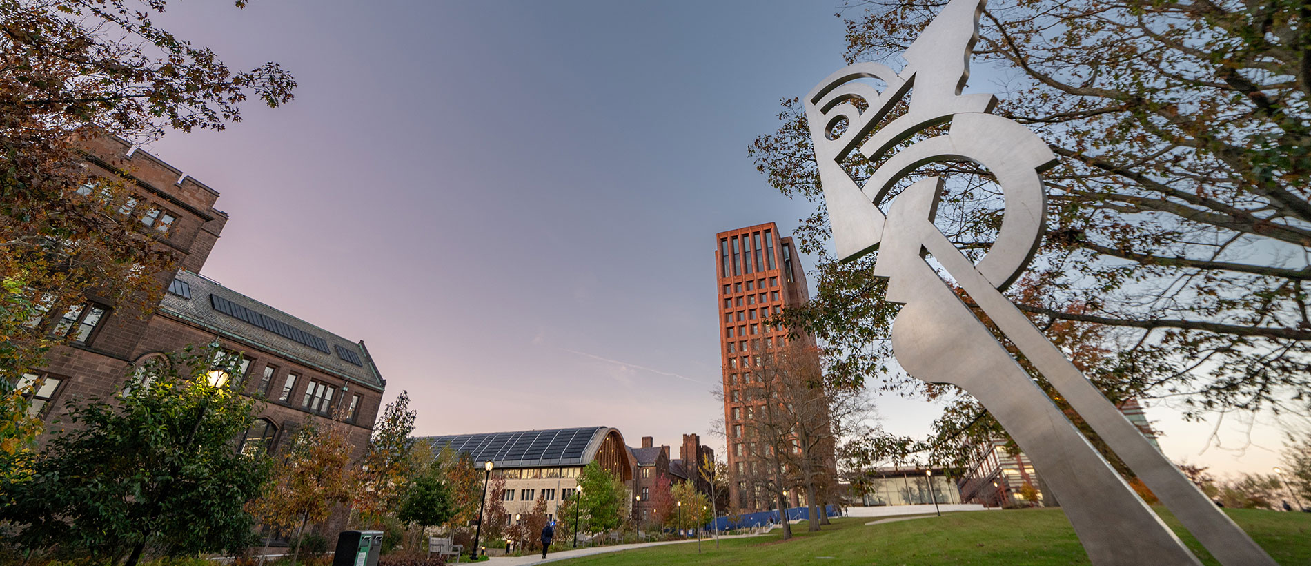 Contemporary metal sculpture on campus